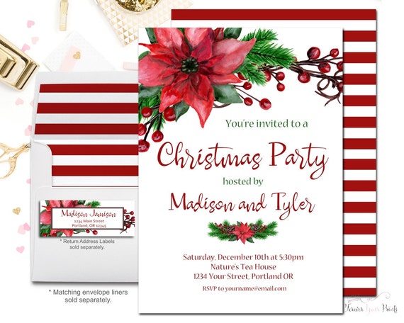 Christmas Party Invitation, Holiday Party Invitation, Staff Christmas ...