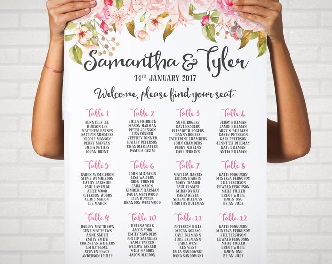 Personalized Wedding Seating Chart Table, Wedding Seating, Wedding Decor, DIY Wedding, Symphony of Flowers, Print Your Own