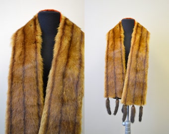 1960s Fur Scarf with Tail Fringe