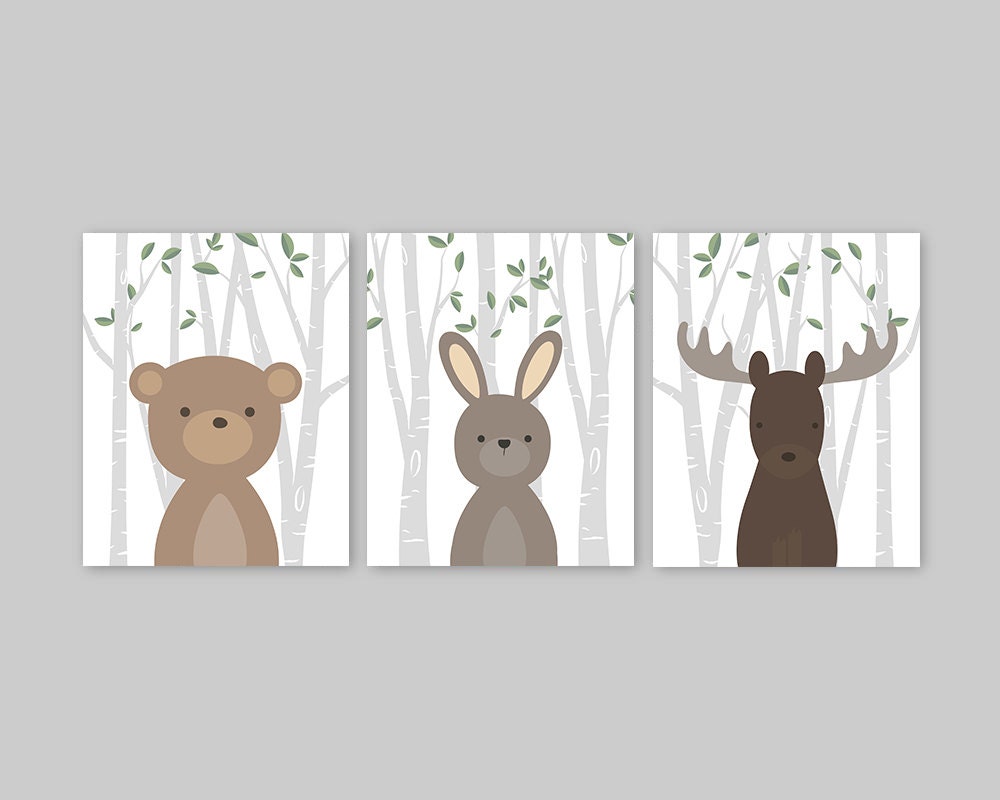 Woodland Nursery Art Forest Animals Nursery Art Woodland