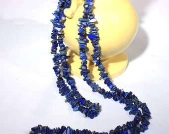 Long Blue Sodalite Crystal Tassel Necklace – Handmade Knot Pendant – 53 Inches