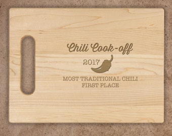 Chili Pepper Engraved Cutting Board, Walnut Cherry Maple Personalized Cutting Board