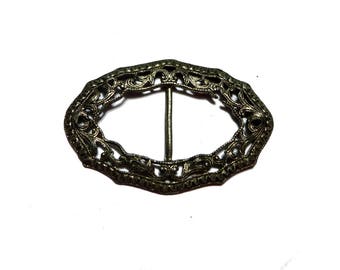 Antique Pre-Owned Silver Tone Art Nouveau Women's Belt Buckle #2365
