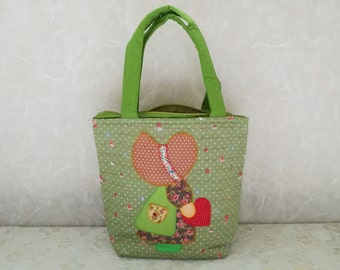 Green Handbags Patchwork Tote Bag Madame Sue Floral Cotton Fabric Cosmetic Bag Make up Bag from Thailand