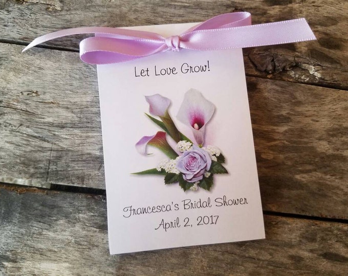 Personalized Calla Lily Design Wedding Favors Bridal Shower Favors Reception Favors Lilies Birthday Anniversary Seeds Party Favors SALE