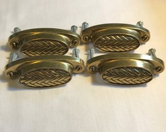 Four Brass Drawer Handles/Pulls