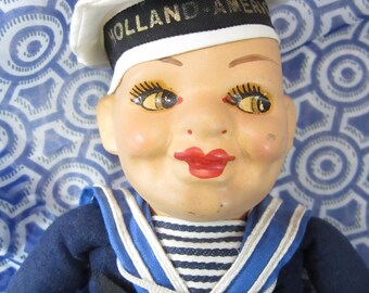 Vintage 1930 Norah Wellings Holland America Line Sailor Doll - Very Good Condition