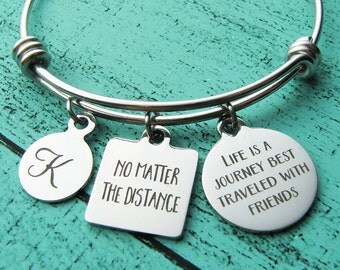 best friend long distance friendship bracelet, no matter where gift, no matter the distance jewelry, going away gift for friend, moving away