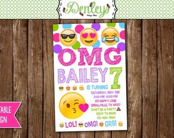 Emoji Invitation, Emoji Birthday Invitations, Emoji Party Printable, Emoji Invitation (EM03)