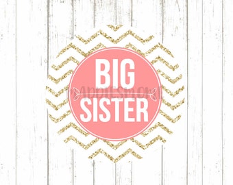 Big sister iron on | Etsy