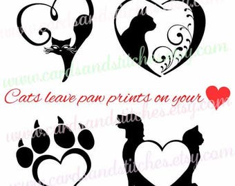 Cats SVG - Cat Paw SVG - Cat Lovers SVG - Digital Cutting File - Graphic Design - Cricut Cut - Instant Download - Svg, Dxf, Jpg, Eps, Png