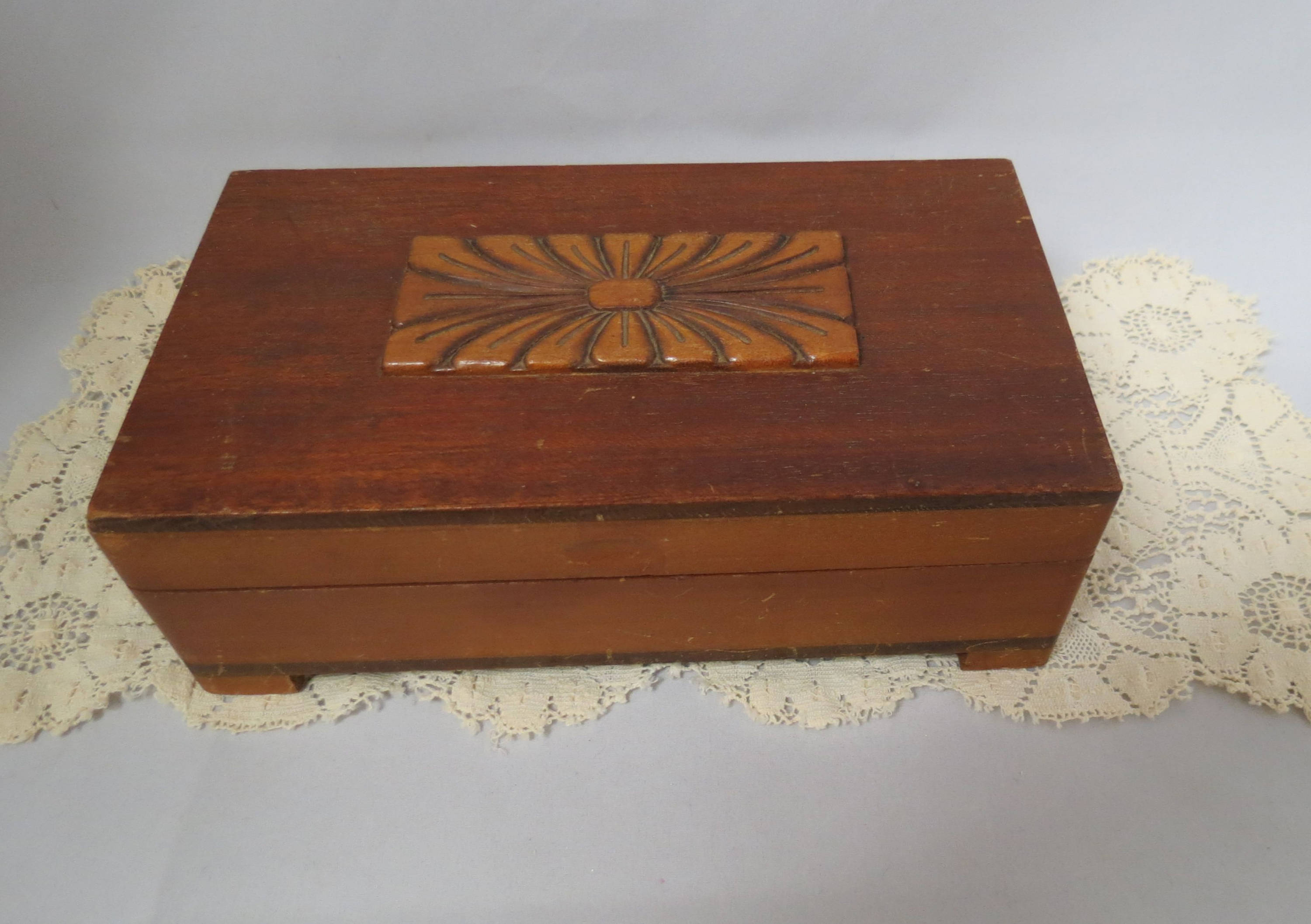 Vintage Jewelry Music Box Wooden Swiss Movement Katarina Song