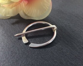 Sterling Silver Penannular Brooch - Viking Pin - Celtic Pin - Cloak Pin - Anglo Saxon - Shawl Pin - Kilt Pin - Celtic Brooch - Viking Brooch