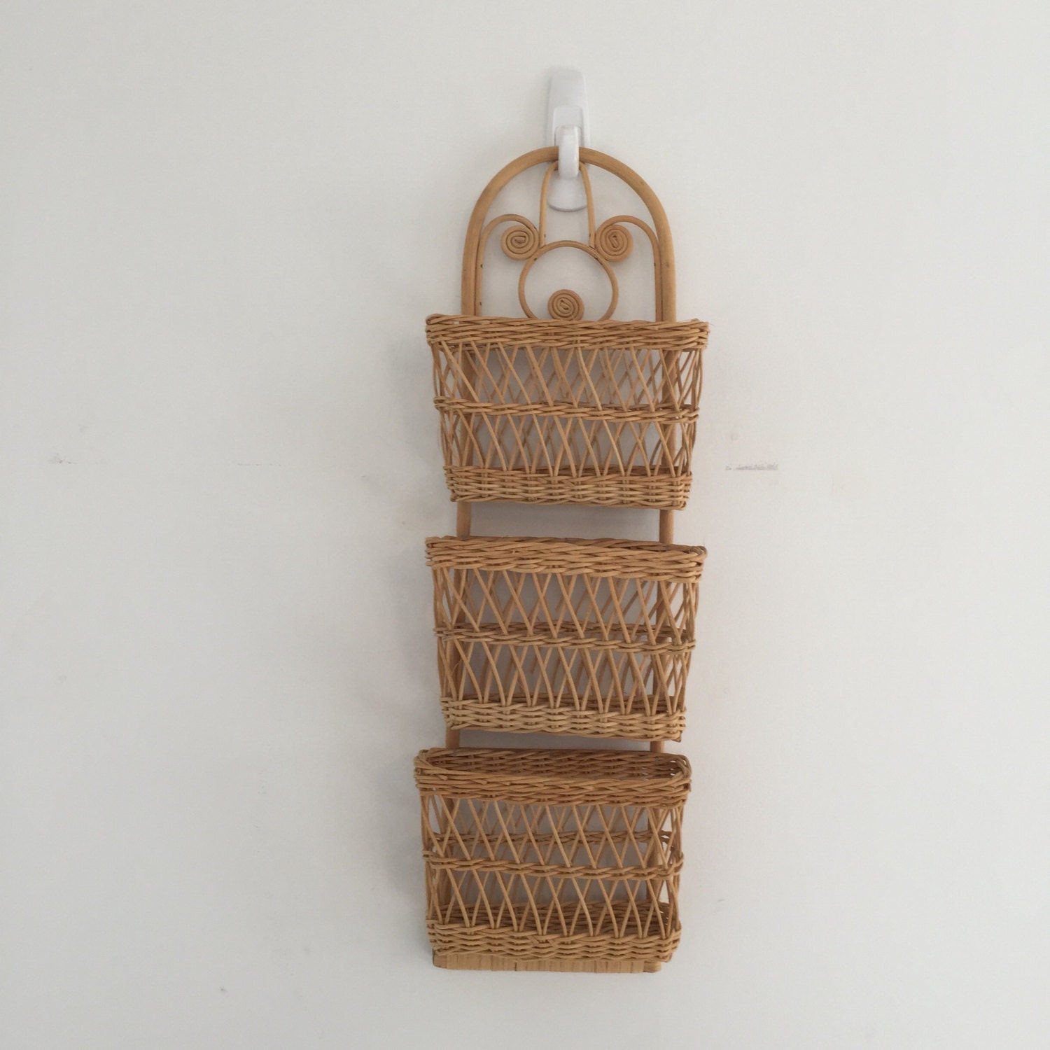 Vintage Wicker Basket Wall Mail Sorter