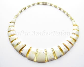 Unique White Baltic Amber Choker Cleopatra