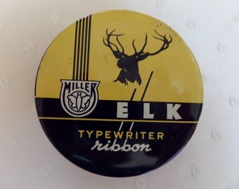 Vintage Elk Typewriter Ribbon Tin -- Miller Typewriter Ribbon Tin -- Smith-Corona Typewriter
