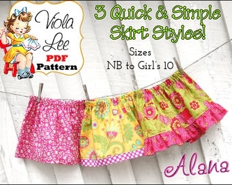 Girl's Skirt Pattern pdf. Girl's Clothing Pattern. Toddler Skirt Pattern, pdf Sewing Pattern. Baby Skirt Pattern. 3 Skirt Styles. Alana