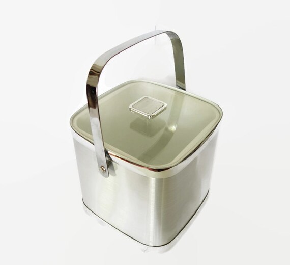 Culver Insulated Ice Bucket Silver Chrome Lucite Acrylic Lid