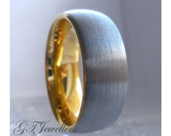 Tungsten Wedding Band,Yellow Tungsten Ring,Brushed Tungsten Ring,8mm,6mm,Engagement Band,Comfort Fit,Mens wedding band TR66,Custom