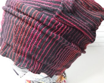 Winter Sweater Knit Hat, Slouch Knit Hat, Recycled Sweater Knit Cap