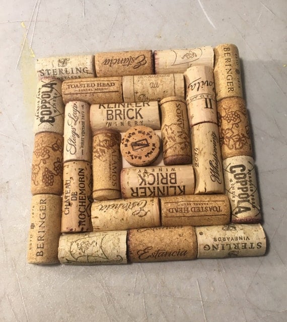 Wine cork trivet hot plate handmade from real wine corks.