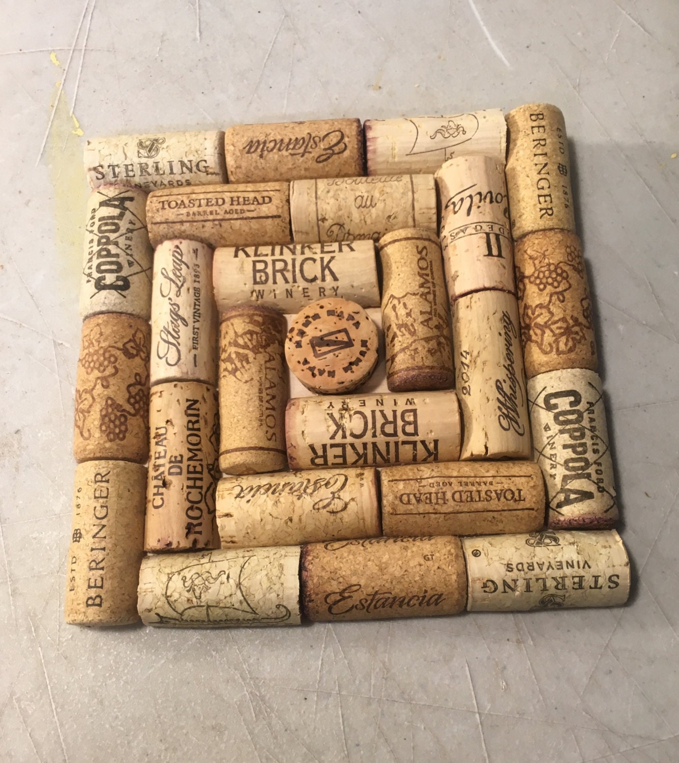 Wine cork trivet hot plate handmade from real wine corks.