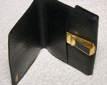 Vintage Black Leather Bond Street Made In Italy Wallet