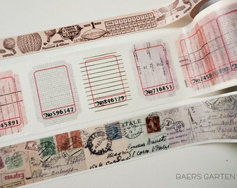 Washi Tape Set of Three Postcard Tickets Mixed Media