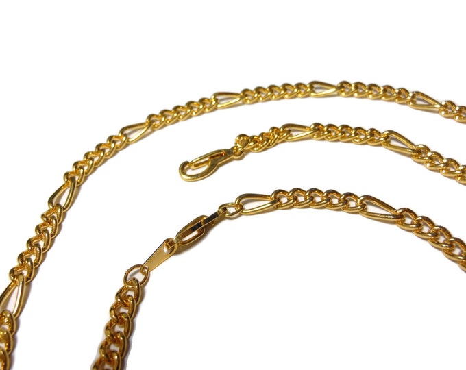 FREE SHIPPING Gold plated chain necklace and bracelet, 14K GP with lobster clasp, curb chain with larger links, Figaro chain