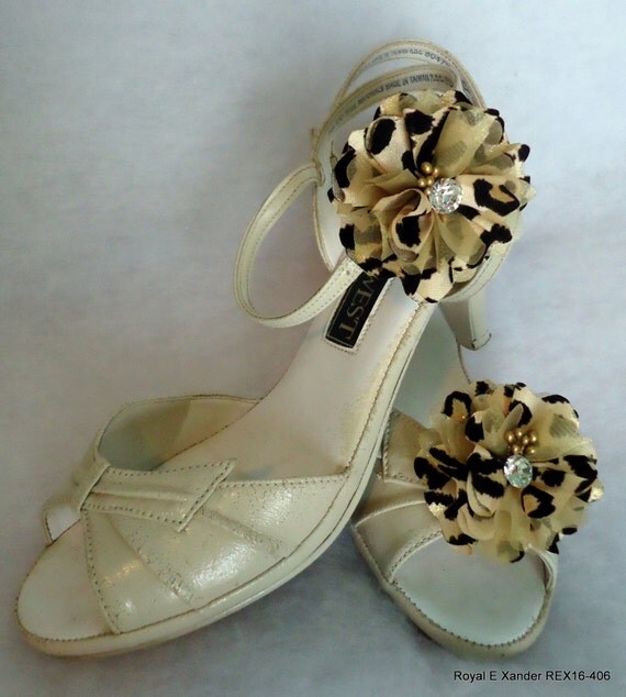 Shoe Embellishments Gold Black Shoe Clips Flower Shoe Clips