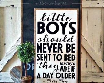 Little Boys Wood Sign / Peter Pan / Sign / Boys Room / Wooden Sign / Framed / 16x28 / Framed / Bedroom Decor / Gift