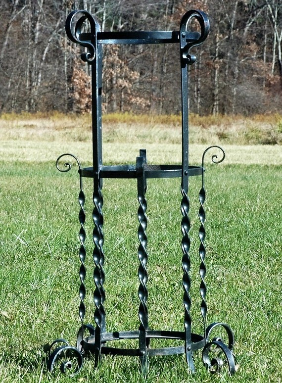 Beautiful Vintage Black Wrought Iron Umbrella Stand...Cane