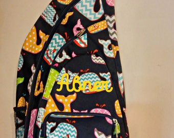 NEW NEW NEW Slingback Diaper bags/ Personalized monogramming/embroidery. Baby shower gift. Toddler sling backpack, pre-K slingbag.