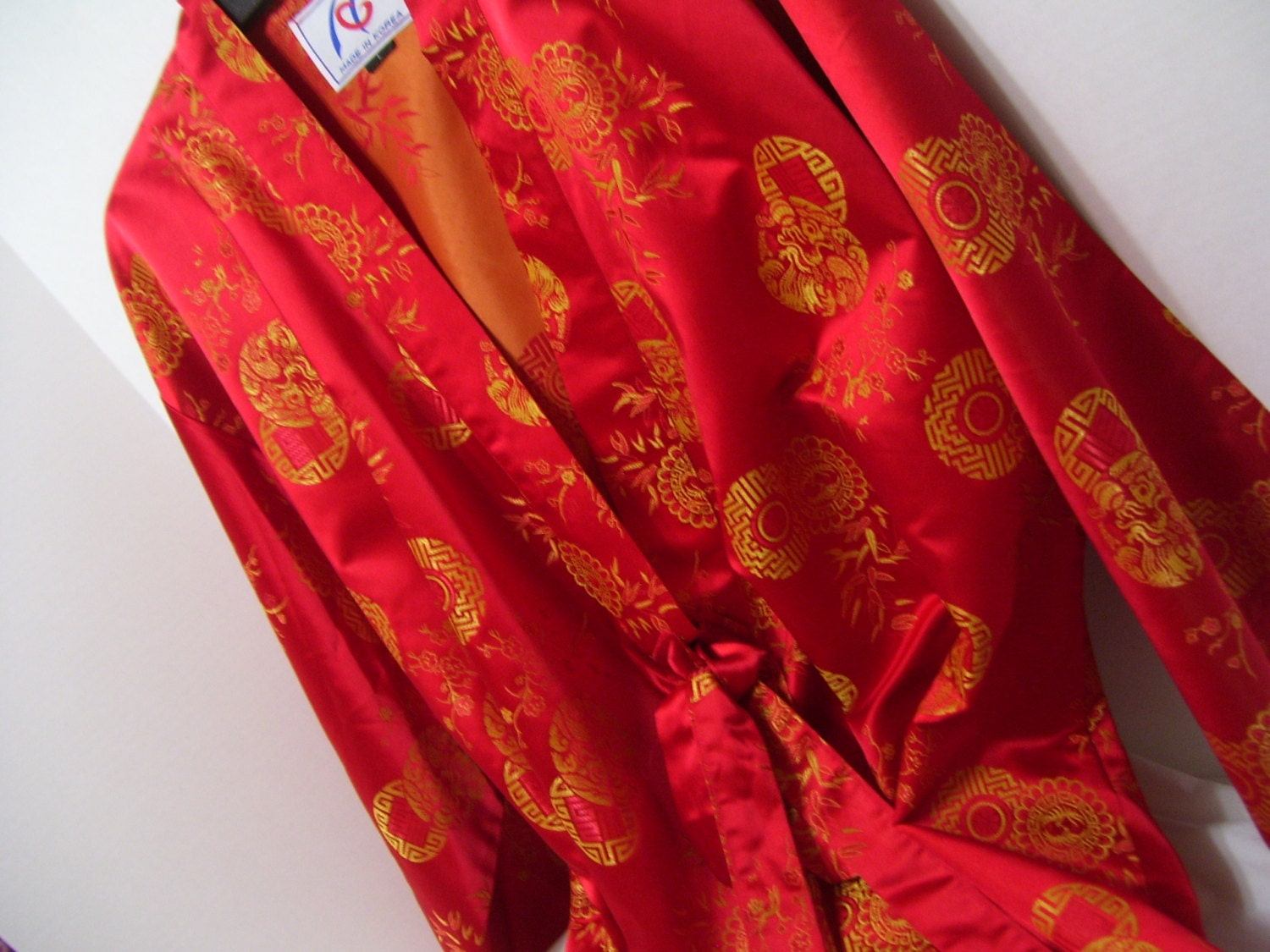 Genuine Korean Hanbok  Oriental Kimono  Red and Gold