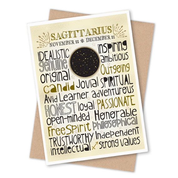 Zodiac Birthday Card Astrology Sign Sagittarius