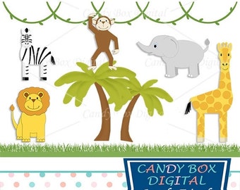 items similar to jungle clip art sfari zoo hand drawn animals on etsy