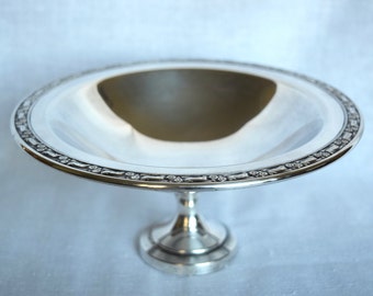 Vintage silver plate compote bowl...silver plate pedestal bowl...candy dish...Oneida USA.