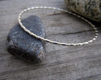 Sterling Silver Bangle Bracelet - Stacking Bracelets - Slip on Bangle - Skinny Bracelet