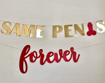 Bachelorette Party Banner, Same Penis Forever Banner, Penis Banner, Penis Garland, Bachelorette Party Decorations, Dick Banner
