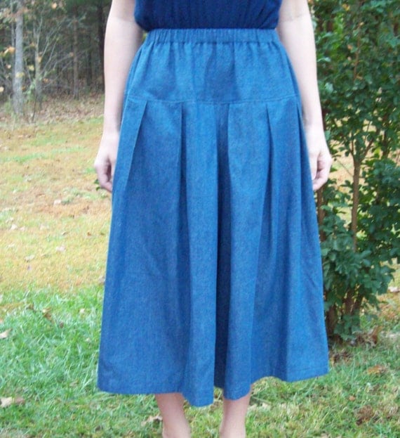 Girls Denim Culottes Modest Long Split Skirt