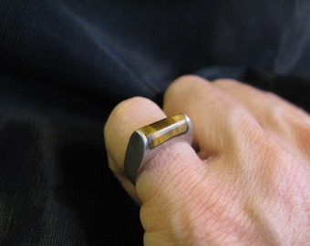 Tigers eye jewelry, ring silver vintage size 7