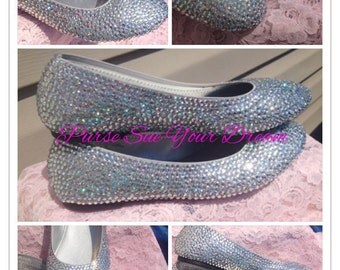 Swarovski Crystal Rhinestone Wedding Ballet Flats - Bridal Flat Shoes - Cinderella Slippers - Bridal Swarovski Crystal Shoes - Wedding Flats
