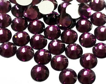 Purple Rhinestone (Amethyst) 144pcs FlatBack Crystal Non Hotfix size in 2mm 3mm 4mm 5mm 6mm