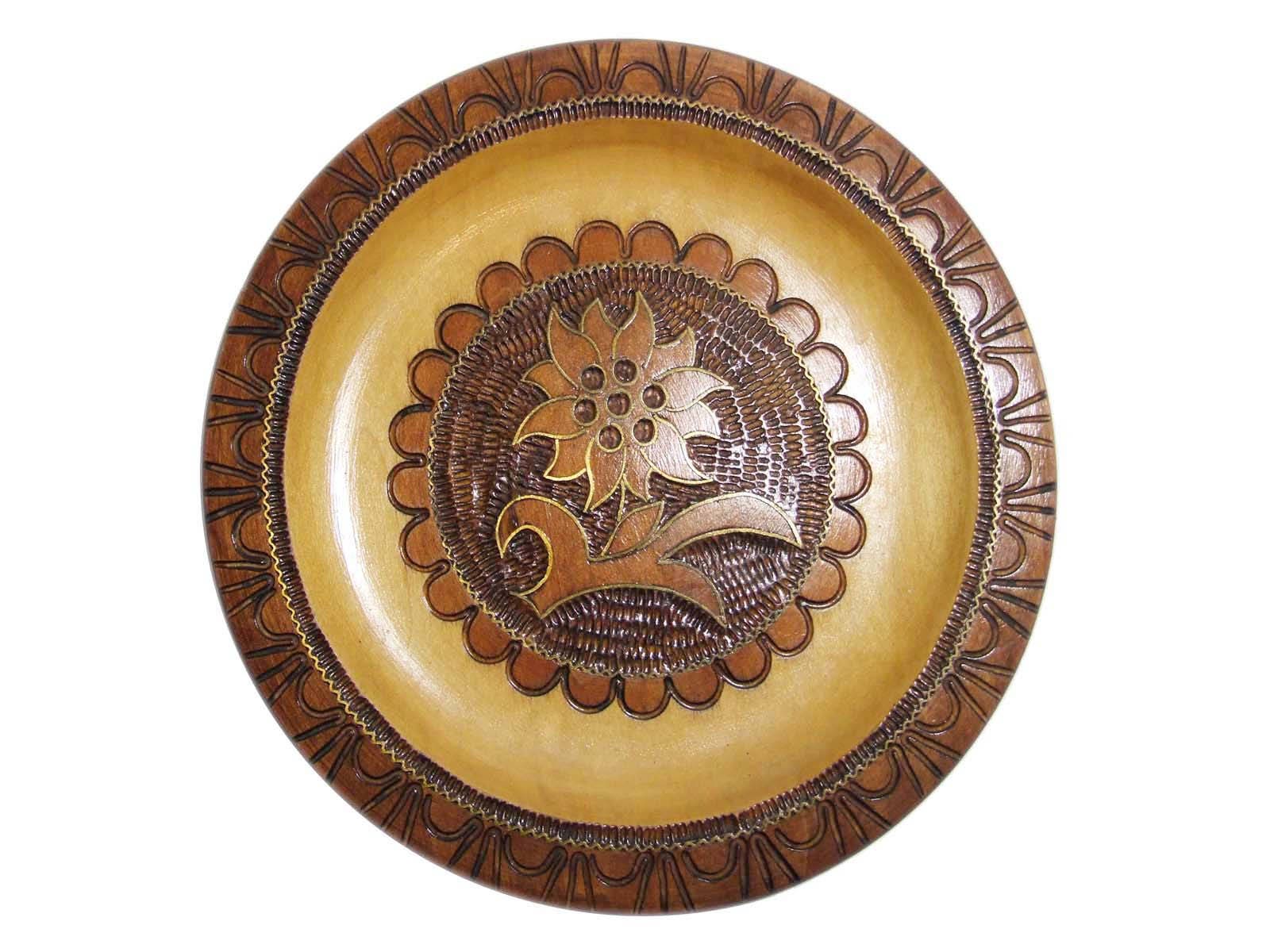 Vintage Polish Highlanders Folk Art Hand Carved Wood Sunflower