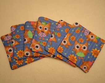 Owl Coasters - Owl Print Coasters - Owl Drink Coasters - Owl Coasters - Owl Mug Rugs - Print Coasters - Coaster Set -Owl Print - Owls