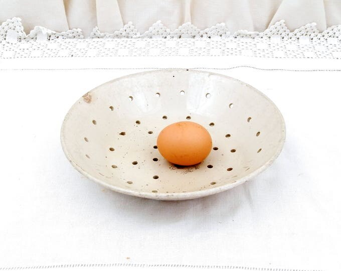Antique French Ironware " Terre de Fer " Chroisy le Roi Strainer Plate, Berry Bowl, Cheese, Colander, French Country, Cottage, Shabby, Chic
