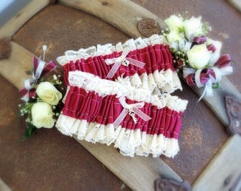 Custom Garter set wedding garter prom garter ribbon and vintage lace garter wedding accessories throw garter keepsake garter