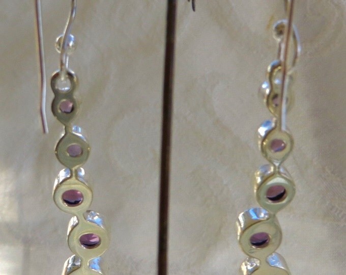 Sterling Silver Amethyst Earrings, Silver Amethyst Drop Earrings, Dangle Earrings