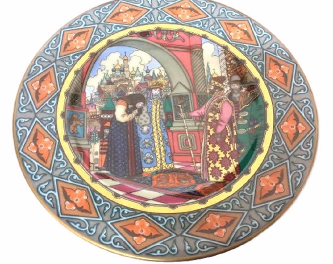 Villeroy and Boch Russian Fairy Tale Plate Vassilissa is Presented to the Tsar, Heinrich Germany, Vintage Plate, Boris Zvorykin