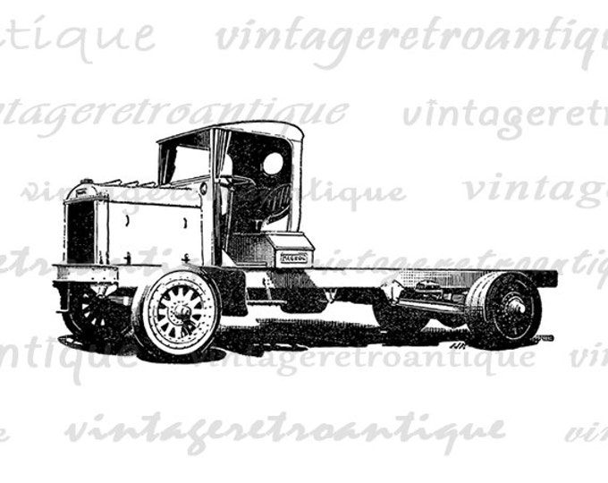 Digital Antique Truck Printable Image Illustrated Download Graphic Vintage Clip Art Jpg Png Eps HQ 300dpi No.3407